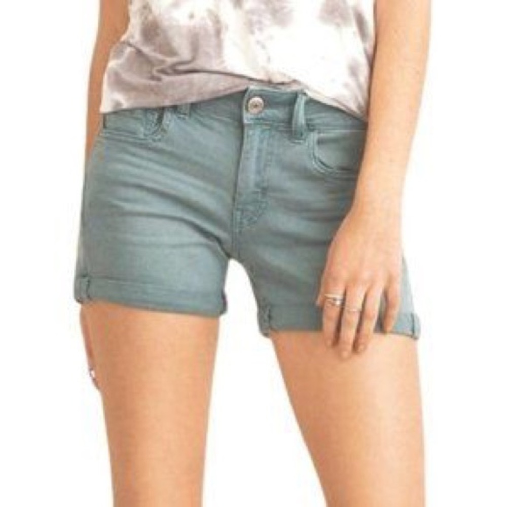 American Eagle Green Twill Midi Length Super Stretch Shorts